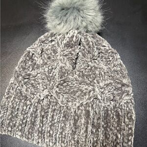 Vera Bradley Charcoal Cable Knit Beanie with Pom-Pom